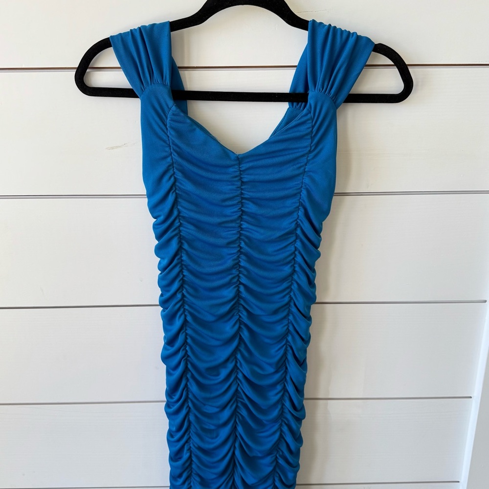 ZARA royal blue draped mini dress